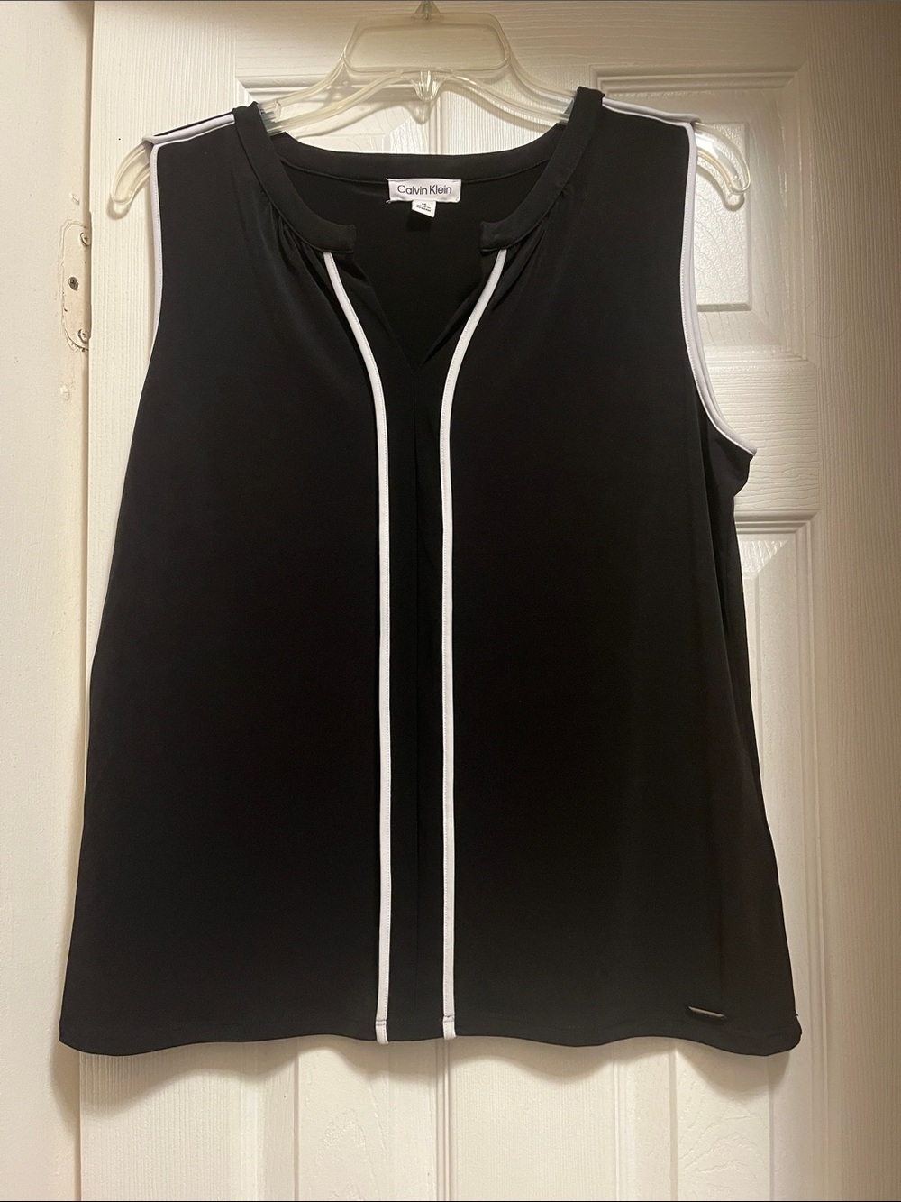 Calvin Klein Black Tank Top with White Piping